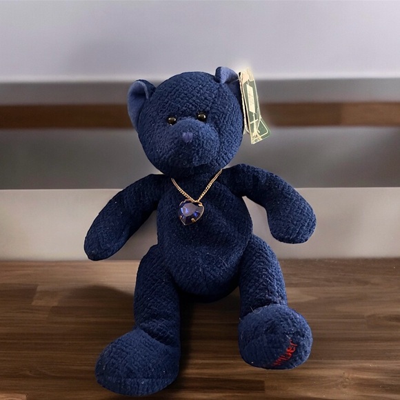 2/$30 Russ Bears of the Month September Blue Sapphire Bear Necklace Stitching - Picture 1 of 7